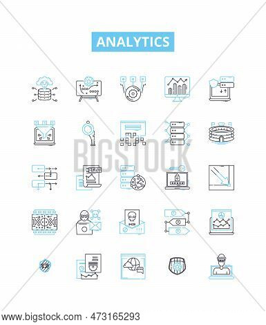 Analytics Vector Line Icons Set. Analytics, Measurement, Reporting, Statistics, Tracking, Evaluation