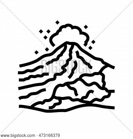 Volcano Rock Landskape Line Icon Vector. Volcano Rock Landskape Sign. Isolated Contour Symbol Black 