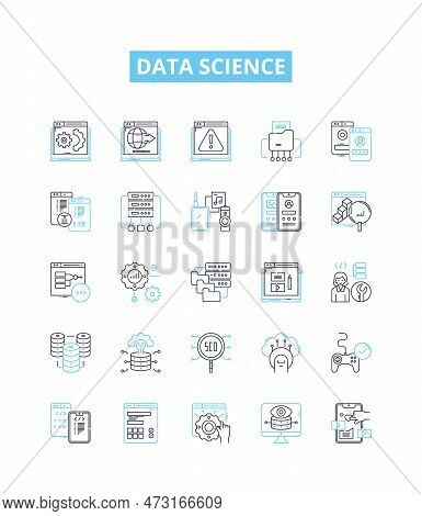 Data Science Vector Line Icons Set. Data, Science, Mining, Analysis, Machine, Learning, Algorithms I