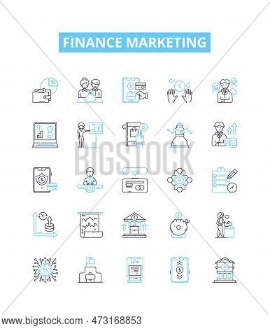 Finance Marketing Vector Line Icons Set. Financing, Marketing, Banking, Investments, Stocks, Bonds, 