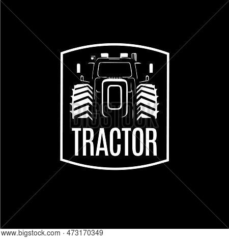 Tractor Emblem, Farm Workhorse Sign, Agriculture Logo, Fieldwork Machinery Icon. Vector Illustration