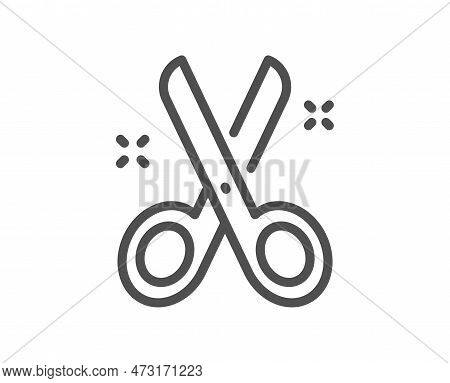 Cut Line Icon. Tailor, Hairdresser Or Barber Scissors Sign. Shears Symbol. Quality Design Element. L