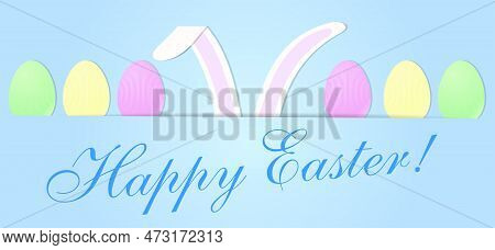 Vector Drawing. Happy Easter Card. Bunny Ears