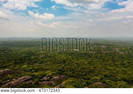 Aerial Drone Of Green Rainforest And Jungle In Sri Lanka.
