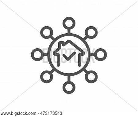 Home Facilities Line Icon. Maintenance Service Sign. House Facility Symbol. Quality Design Element. 