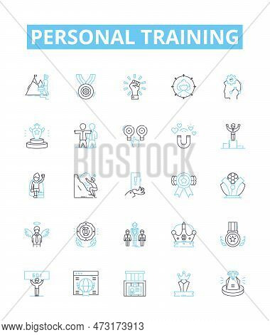 Personal Training Vector Line Icons Set. Personal, Training, Fitness, Exercise, Coaching, Workout, I