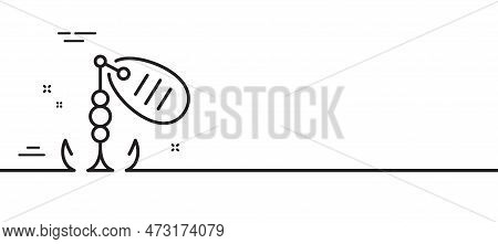 Fishing Lure Line Icon. Spinning Bait Sign. Catching Fish Symbol. Minimal Line Illustration Backgrou