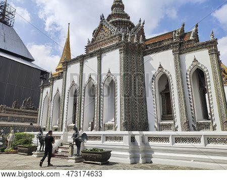 Bangkok, Thailand- 13 Feb, 2023: Phra Viharn Yod Temple At Grand Palace Complex In Bangkok. The Buil