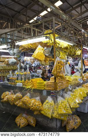 Bangkok, Thailand- 14 Feb, 2023: Flowers Sold In The Flower Market Pak Klong Thalat In Bangkok. It I