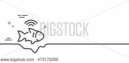 Fishfinder Line Icon. Echo Fish Sounder Sign. Fishing Sonar Symbol. Minimal Line Illustration Backgr