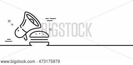 Burger Line Icon. Fastfood Offer Sign. Cheeseburger Promotion Symbol. Minimal Line Illustration Back