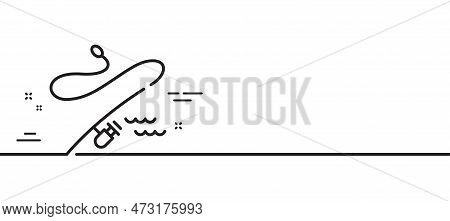 Fishing Rod Line Icon. Spinning Fish-rod Sign. Fish Catch Tackle Symbol. Minimal Line Illustration B