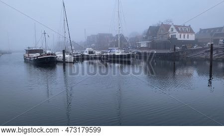 Urk, Netherlands - November 28, 2022:
Visiting The City Of Urk In A Mobile Home. Urk Used To Be An I