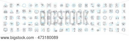 Support Service Vector Line Icons Set. Service, Support, Assistance, Help, Guidance, Backup, Backup-