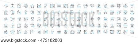 Strategy Process Vector Line Icons Set. Planning, Analysis, Execution, Decision-making, Allocation, 