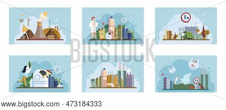 City Landfill With Garbage. Polluted Area, Garbage Dump Background. Earth Day. Heaps Of Waste, Stray