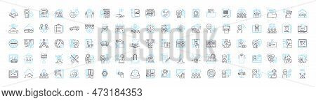 Remote Office Vector Line Icons Set. Remote, Office, Teleworking, Telecommuting, Home-based, Distrib