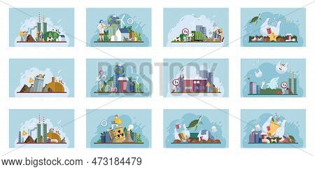 City Landfill With Garbage. Polluted Area, Garbage Dump Background. Earth Day. Heaps Of Waste, Stray