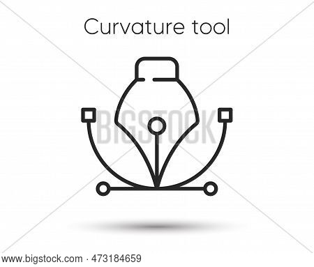 Curvature Tool Line Icon. Pen Writing Instrument Sign. Anchor Point Tool Symbol. Quality Design Elem