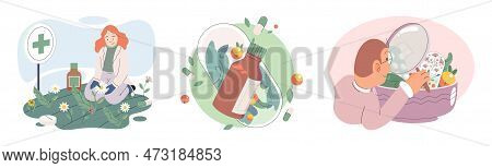 Herbal Oils Natural Medicines. Scientist Or Doctor Making Alternative Medicine Herb, Mortar, Laborat
