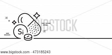 Silicon Mineral Line Icon. Chemical Element Si Sign. Capsule Or Pill Symbol. Minimal Line Illustrati