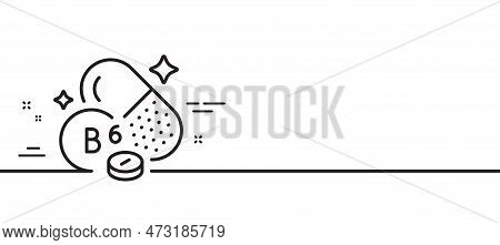 Vitamin B6 Line Icon. Food Nutrient Sign. Capsule Or Pill Supplement Symbol. Minimal Line Illustrati