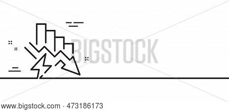 Saving Electricity Line Icon. Electric Power Down Trend Sign. Reduce Consumption Symbol. Minimal Lin