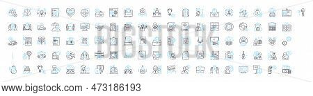 Commercial Insurance Vector Line Icons Set. Business, Liability, Property, Fleet, Fire, Casualty, Ac