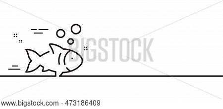 Fish Line Icon. Fishing Catch Sign. Fresh Seafood Symbol. Minimal Line Illustration Background. Fish