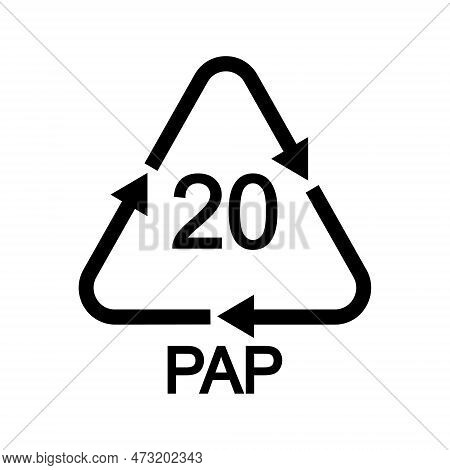 Corrugated Fiberboard Or Cardboard Recycling Sign In Triangular Shape With Arrows. 2 Pap Reusable Ic