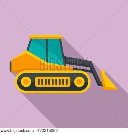 Loader Bulldozer Icon. Flat Illustration Of Loader Bulldozer Icon For Web Design