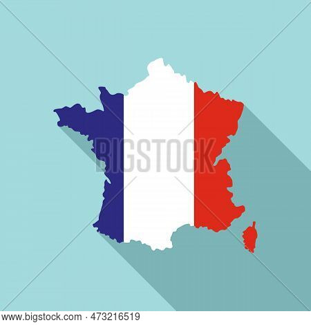 French Country Teritory Icon. Flat Illustration Of French Country Teritory Icon For Web Design