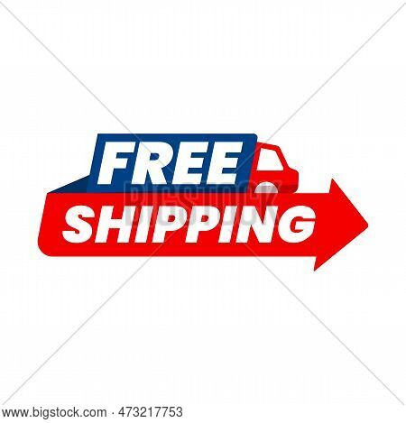 Free Delivery Icon Of Truck And Arrow, Shipping And Courier Service Label, Vector Cargo Tag. Free De