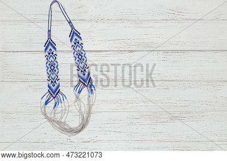 Geometric Pattern On The Gerdan Ornament, Ukrainian Beaded Ornament, Amulet.