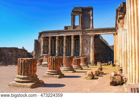 Pompeii, Campania, Naples, Italy - Ruins Of An Ancient City Buried Under Volcanic Ash And Pumice In 