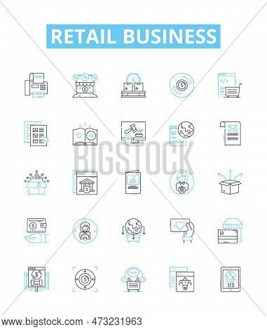 Retail Business Vector Line Icons Set. Shops, Retailers, Merchandise, Selling, Storefronts, Outlets,