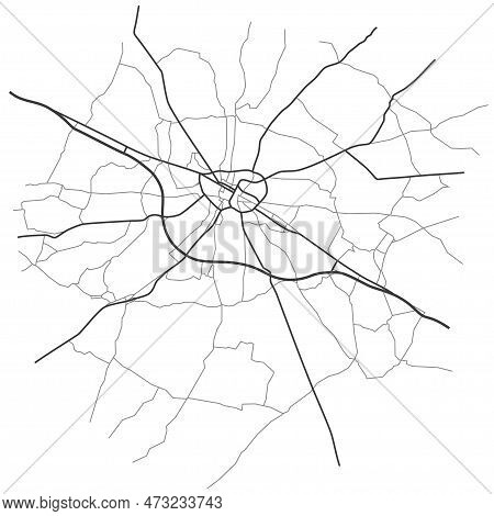 Bayeux (france) City With Highways, Major And Minor Roads, Town Footprint Plan. City Map With Street