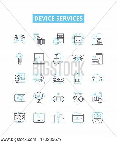 Device Services Vector Line Icons Set. Device, Services, Repair, Network, Computer, Maintenance, Dia