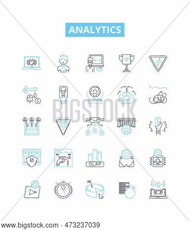 Analytics Vector Line Icons Set. Analytics, Measurement, Reporting, Statistics, Tracking, Evaluation