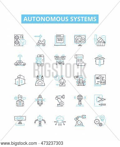 Autonomous Systems Vector Line Icons Set. Autonomous, Systems, Robotics, Ai, Unmanned, Learning, Int