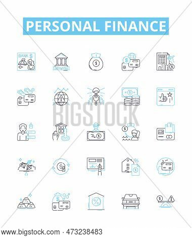 Personal Finance Vector Line Icons Set. Budgeting, Investing, Saving, Credit, Debt, Insurance, Retir