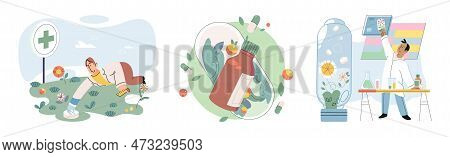 Doctor Checking Medicinal Herbs. Natural Herbal Medicine Selection. Scientist With Natural Drug Rese