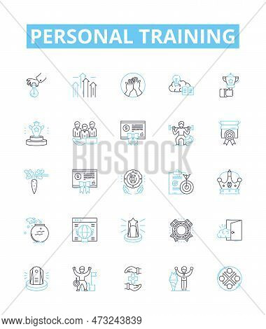 Personal Training Vector Line Icons Set. Personal, Training, Fitness, Exercise, Coaching, Workout, I