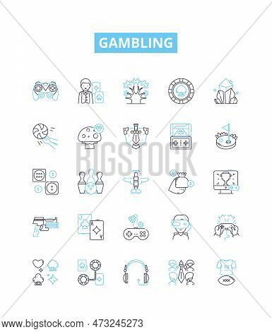 Gambling Vector Line Icons Set. Betting, Wagers, Wagering, Gaming, Luck, Risk, Casino Illustration O