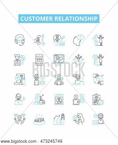 Customer Relationship Vector Line Icons Set. Customer, Relationship, Customers, Relationships, Inter