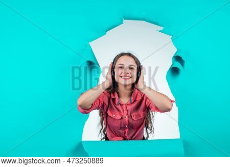 Its Too Loud. Teen Child Listen To Music. Kid Listening Ebook. Concept Of Elearning. Education Onlin