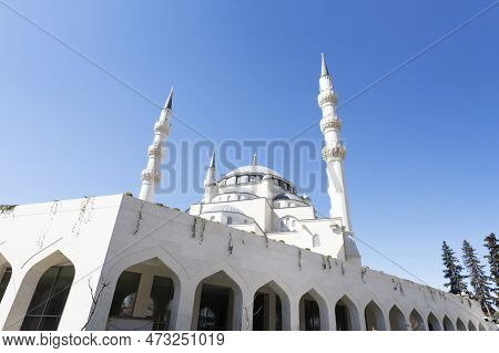Tirana, Albania. March 2023. Panoramic View Of The New Mosque In The City Center
