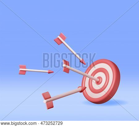 3d Target With Arrow In Center Icon Isolated. Render Dartboard With Arrow. Goal Setting. Smart Goal.