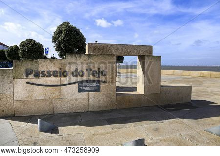 Alcochete, Lisbon, Portugal- November 21, 2022: Recently Inaugurated Pedestrian Promenade In Alcoche