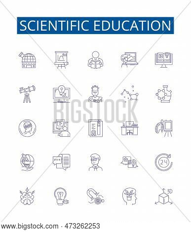 Scientific Education Line Icons Signs Set. Design Collection Of Scientific, Education, Knowledge, Le